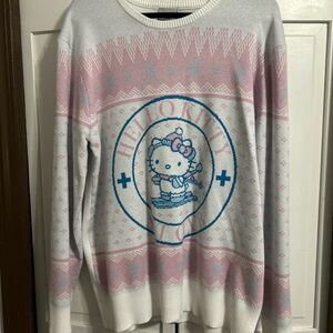 Hello Kitty Pastel Pink and White Sweater